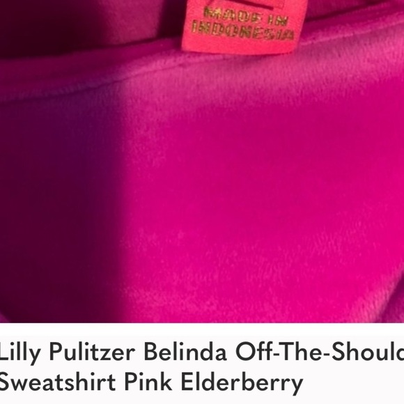 LILLY PULITZER Size M Belinda off the shoulder / one shoulder velour sweatshirt - Picture 8 of 12